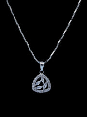 925 Sterling Silver Leaf Pendant Necklace with Zircon Accents – Elegant Silver Jewelry for Women