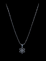 925 Sterling Silver Floral Pendant Necklace – Delicate Flower Design with Cubic Zirconia for Women