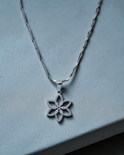 925 Sterling Silver Floral Pendant Necklace – Delicate Flower Design with Cubic Zirconia for Women