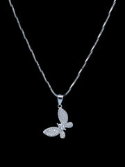 925 Sterling Silver Rhodium Plated Butterfly Pendant Necklace | Elegant Minimalist Jewelry for Women