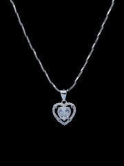 925 Sterling Silver Heart Pendant Necklace – Sparkling Cubic Zirconia Love Jewelry for Women