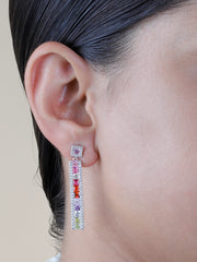 Colorful Drop Earrings | 925 Sterling Silver Multicolor Gemstone Dangle Earrings – Statement Jewelry