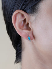 925 Sterling Silver Blue Enamel Hoop Earrings | CZ Huggie Hoops | Minimalist Everyday Jewelry | Gift for Her