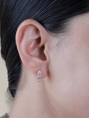 925 Sterling Silver Rose Gold Heart Hoop Earrings | Pink Enamel & CZ Huggie Hoops | Romantic Gift for Her