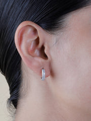 Dainty 925 Sterling Silver Huggie Hoop Earrings | Pavé Crystal Mini Hoops – Everyday Elegant Jewelry