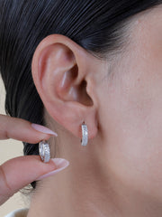 Dainty 925 Sterling Silver Huggie Hoop Earrings | Pavé Crystal Mini Hoops – Everyday Elegant Jewelry