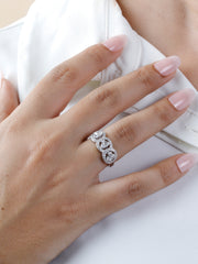 Elegant 925 Sterling Silver Cluster Ring with Sparkling Cubic Zirconia Stones