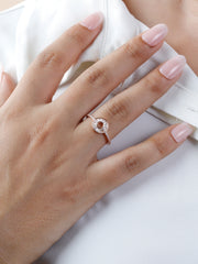 925 Sterling Silver Gold Plated Circle Ring | Modern Baguette CZ Halo Band Ring