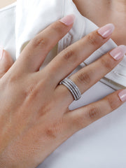 925 Sterling Silver Triple Row CZ Ring – Elegant Women’s Band for Daily & Special Wear
