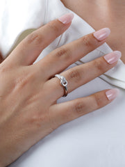 925 Sterling Silver Knot Ring – Elegant Pave Crystal Promise Band