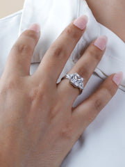 925 Sterling Silver Emerald Cut Green Gemstone Ring with CZ Accents – Elegant Statement Jewelry