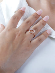 925 Sterling Silver Gold Plated Circle Ring | Minimalist Baguette CZ Designer Ring