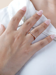 925 Sterling Silver Baguette CZ Band Ring | Minimalist Rose Gold Plated Stackable Ring