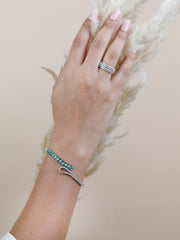 Rajasi Silver 925 Sterling Silver Green Stone Leaf Bangle – Elegant CZ Designer Bracelet for Women