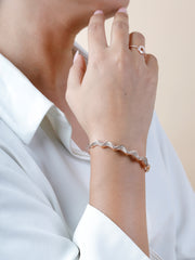 925 Silver Rose Gold Wave Bangle – Elegant Minimalist Statement by Rajasi Silver