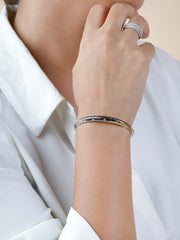 925 Sterling Silver Floral Engraved Open Cuff Bracelet – Minimalist Unisex Bangle