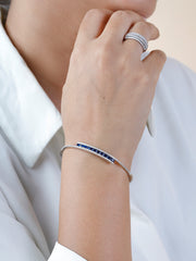 925 Silver Modern Bangle with Gemstones – Rajasi Silver | Pink, Blue & White Crystal