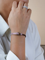 Rajasi Silver 925 Sterling Silver & Leather CZ Bracelet – Unisex Modern Jewelry