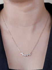 925 Sterling Silver Geometric Pendant Necklace with Zircon Accents – Minimalist Silver Jewelry for Women