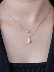 925 Silver Dual Pendant Butterfly & Heart Necklace
