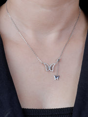925 Sterling Silver Butterfly Pendant Necklace – Elegant Zircon Butterfly Jewelry for Women