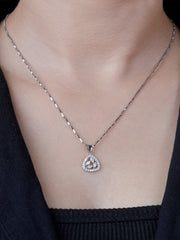 925 Sterling Silver Leaf Pendant Necklace with Zircon Accents – Elegant Silver Jewelry for Women