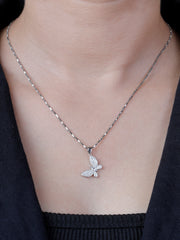 925 Sterling Silver Rhodium Plated Butterfly Pendant Necklace | Elegant Minimalist Jewelry for Women