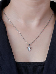 925 Sterling Silver Heart Pendant Necklace – Sparkling Cubic Zirconia Love Jewelry for Women
