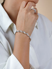 925 Silver Rose Gold Wave Bangle – Elegant Minimalist Statement by Rajasi Silver