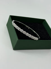925 Silver CZ Round Cluster Bangle Bracelet – Luxury Sparkle by Rajasi