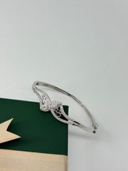 925 Silver CZ Bow Bangle Bracelet – Elegant Designer Sparkle by Rajasi