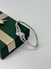 925 Silver CZ Bow Bangle Bracelet – Elegant Designer Sparkle by Rajasi