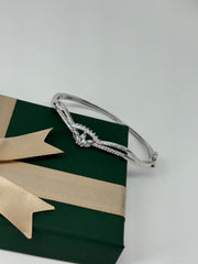 925 Silver CZ Marquise Leaf Bangle Bracelet – Radiant Elegance by Rajasi