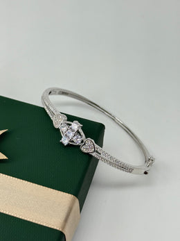 925 Silver CZ Heart & Marquise Bangle Bracelet – Graceful Sparkle by Rajasi