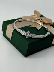 925 Silver CZ Heart & Marquise Bangle Bracelet – Graceful Sparkle by Rajasi