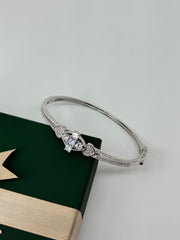 925 Silver CZ Heart & Marquise Bangle Bracelet – Graceful Sparkle by Rajasi