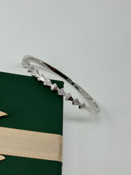 925 Sterling Silver Fan Link Bracelet with CZ Stones – Unique Triangle Design for Women