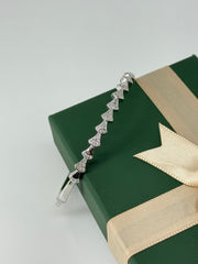 925 Sterling Silver Fan Link Bracelet with CZ Stones – Unique Triangle Design for Women