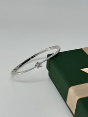 925 Elegant Sterling Silver Star Diamond Bracelet – Minimalist Women's Bangle