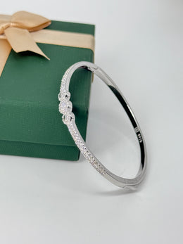 Sterling Silver Diamond-Studded Bangle Bracelet – Elegant Luxury Jewelry