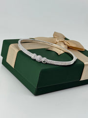 Sterling Silver Diamond-Studded Bangle Bracelet – Elegant Luxury Jewelry