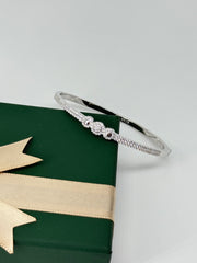 Sterling Silver Diamond-Studded Bangle Bracelet – Elegant Luxury Jewelry