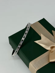 925 Sterling Silver Baguette & Round CZ Bangle – Luxe Modern Bracelet for Women