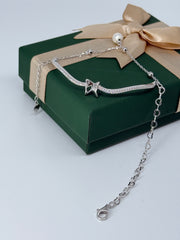 925 silver butterfly with pearl stone bracelet