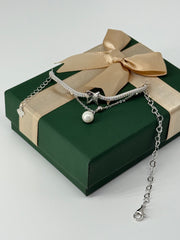 925 silver butterfly with pearl stone bracelet