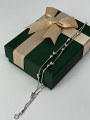 925 silver two line teddy motive bracelet