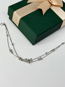 925 silver two line teddy motive bracelet