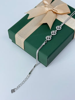 925 silver vintage round charm bracelet