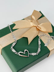 925 silver twisted heart bracelet