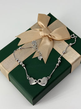 925 silver small&big heart together bracelet